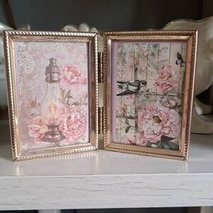 Elegant Floral Double Frame in Gold